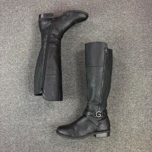 Women's Guess Black Heel Side Zip Tall Campus Riding Boots Size 8.5